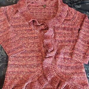 Women's Purple Ruffled Sweater